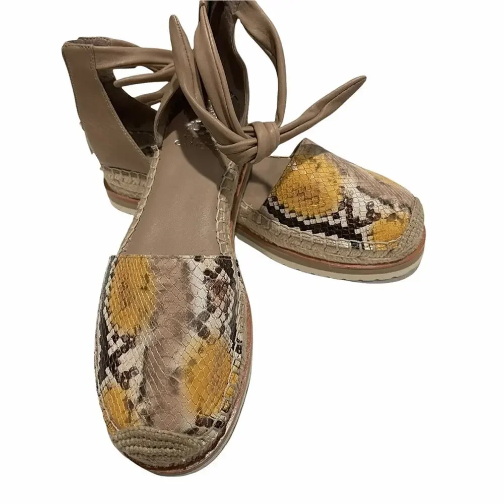 Vince Camuto Binadee Espadrille Ankle Tie Platform Leather Size 9.5